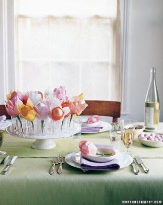 Egg and crepe paper flowers centerpiece