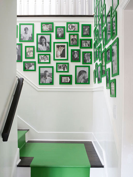 Green picture frames display