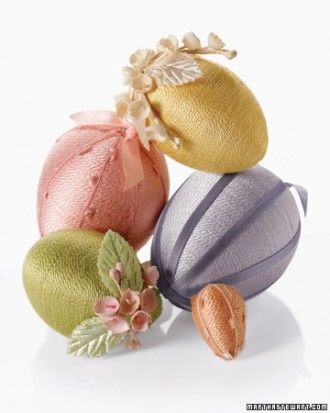 Thread wrapped egg ornaments Thread wrapped egg ornaments