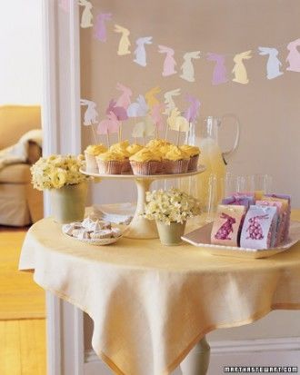 Paper easter bunny favor bags and cupcake toppers