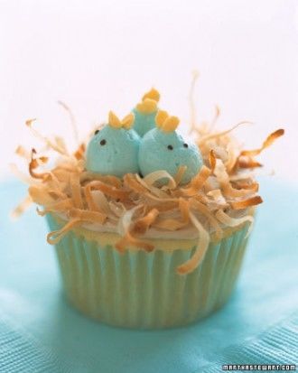 Nesting baby bluebird cupcakes