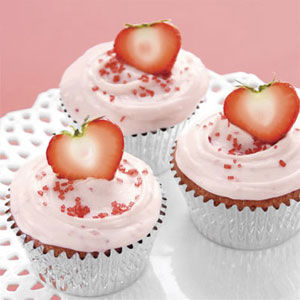 Pretty in pink strawberry cupcakes