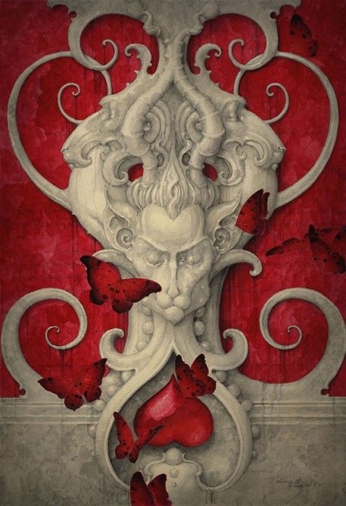 Gargoyle and butterflies