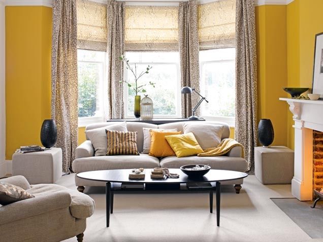 Saturated yellow living room