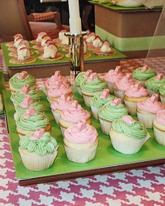 Pink and green cupcakes