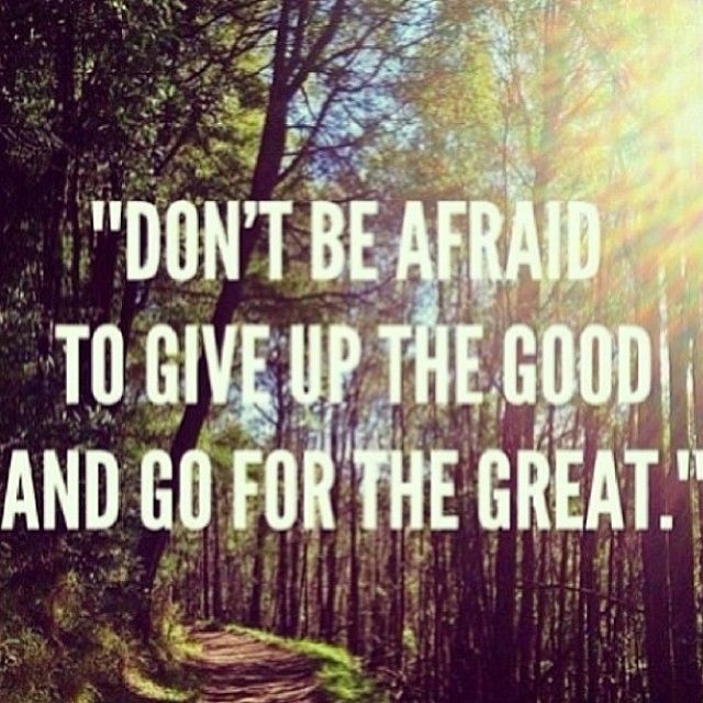 Give up the good and go for the great Give up the good and go for the great