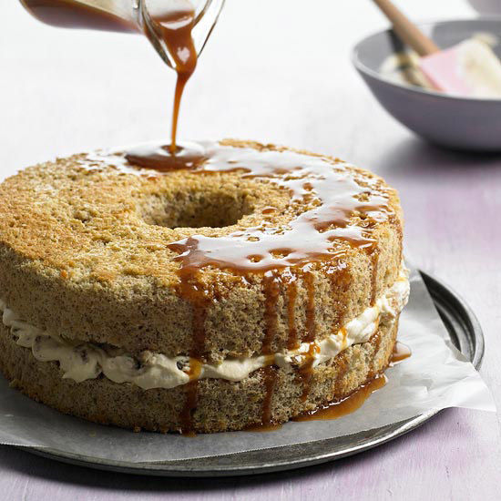 Walnut cake with caramel whipped cream Walnut cake with caramel whipped cream