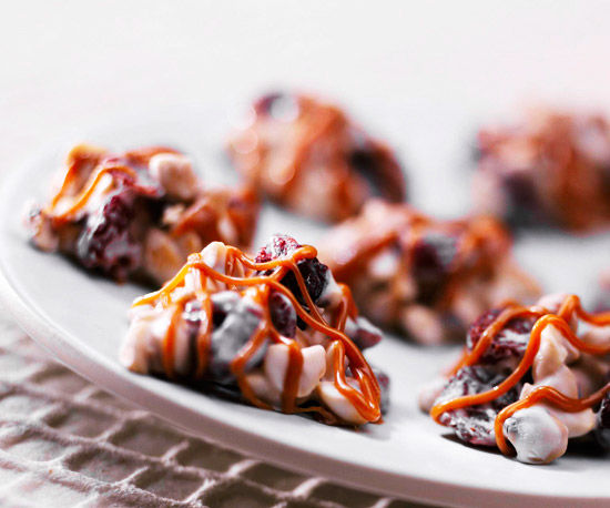 Hazelnut and cherry caramel clusters