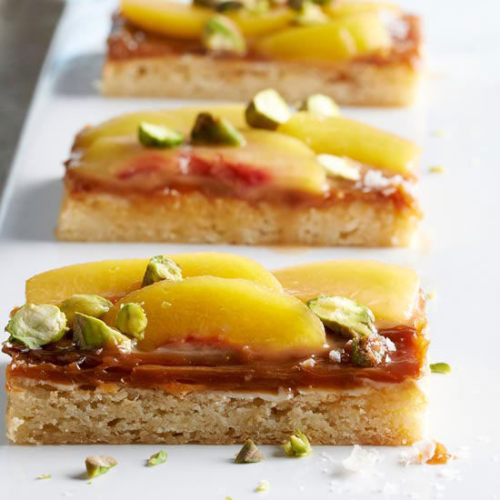 Peach caramel blondie bars