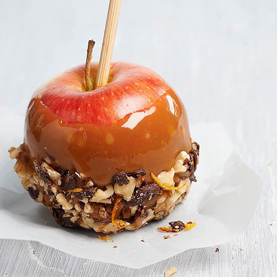 Dark chocolate walnut caramel apples