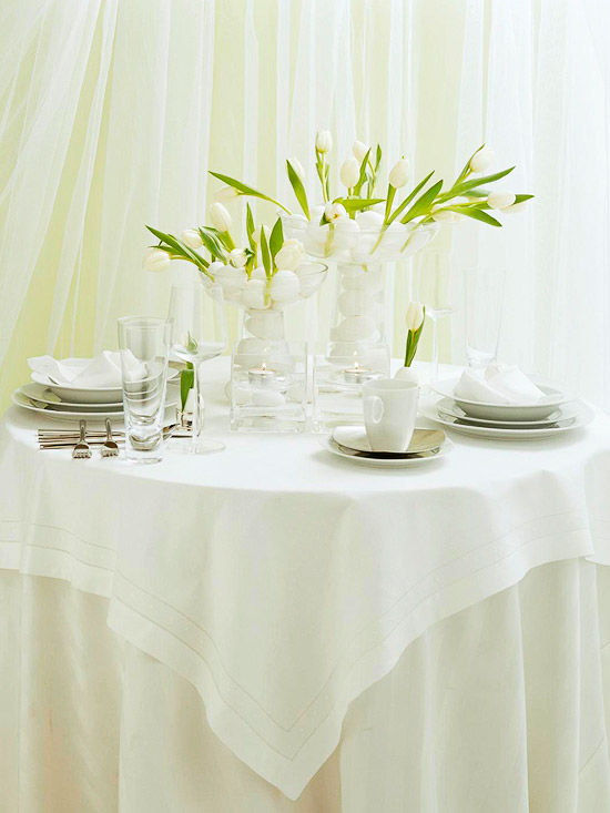 White on White Spring table settings White on White Spring table settings