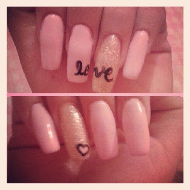 Pink love nails