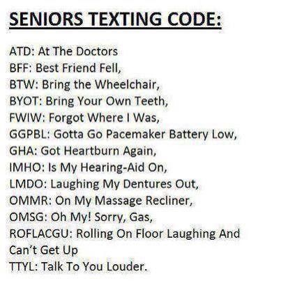 seniors texting code