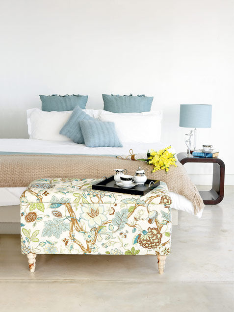 Floral upholstered storage