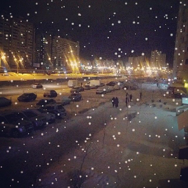 Snowy Winter Night in Ukraine