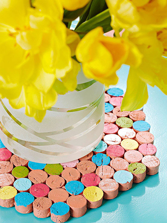 Painted wine cork trivet Painted wine cork trivet