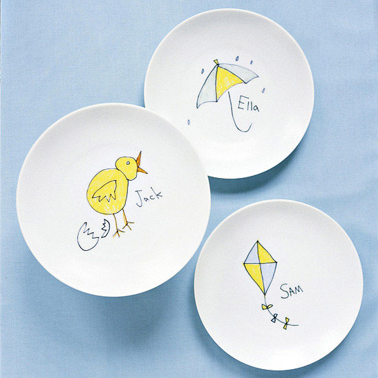 Dishes with Childs Artwork Dishes with Childs Artwork