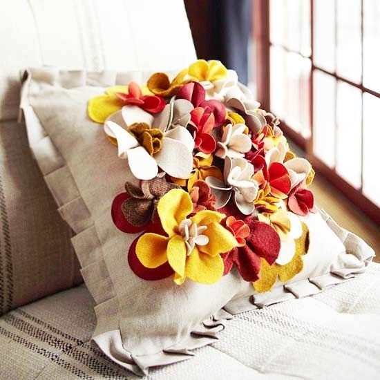 Flowery fabric pillow