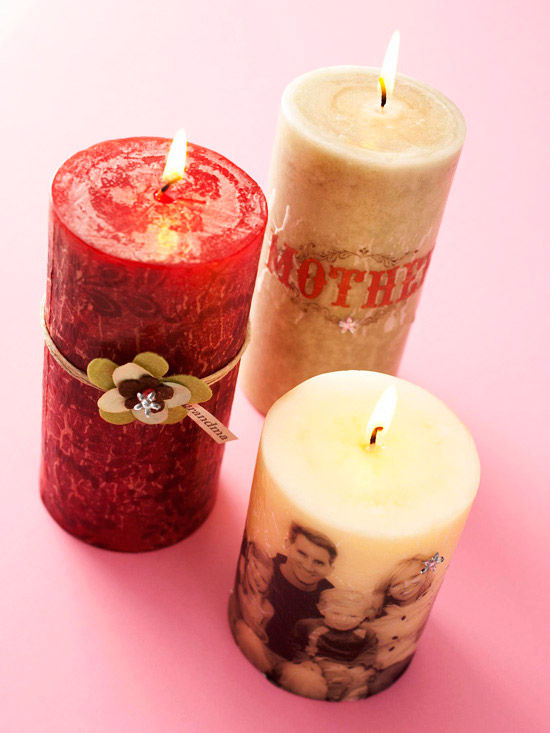 Photo embellished candles