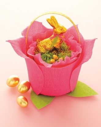 Crepe paper rose basket