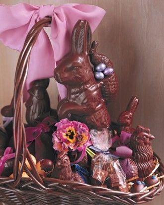 Chocolate bunnies and pansies easter basket Chocolate bunnies and pansies easter basket
