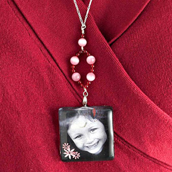 Beaded picture frame necklace