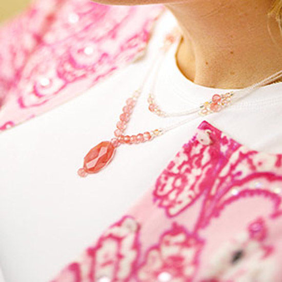 Elegant pink beaded necklace