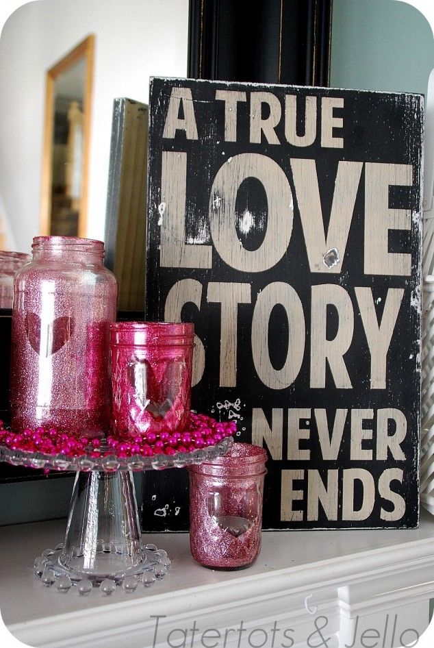 Valentine Glitter Mason Jar