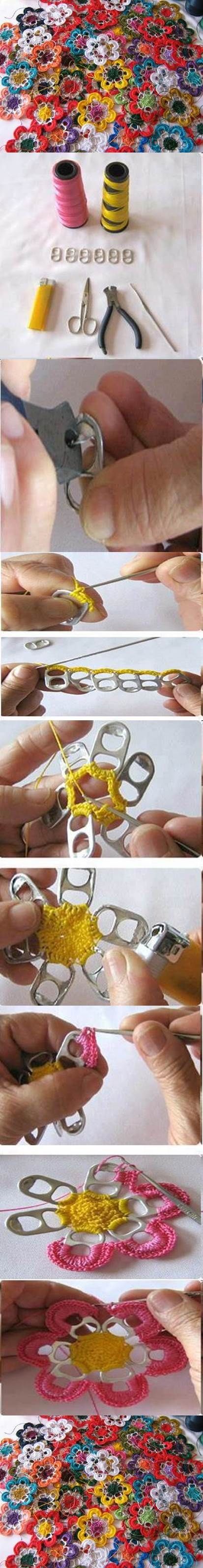 DIY Pull Tabs Crochet Flowers