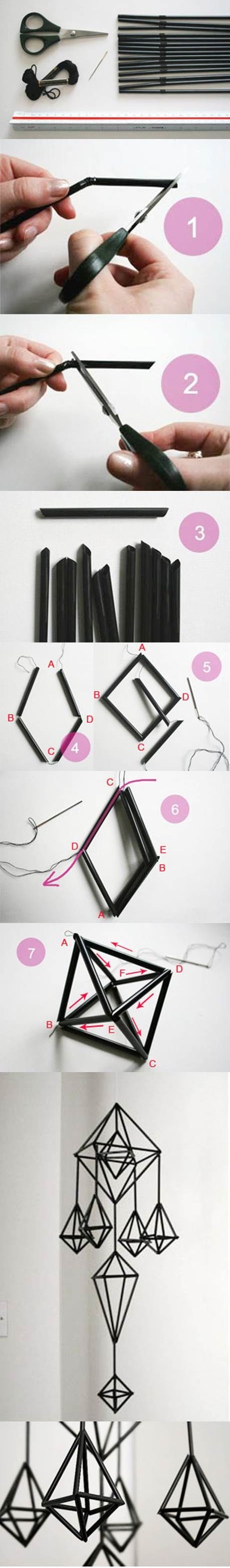 DIY Unique Hanging Decorations from Straws DIY Unique Hanging Decorations from Straws