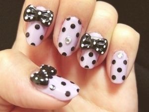 Pink Nails with Bows & Dots