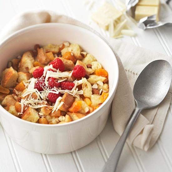 White chocolate and apricot bread pudding White chocolate and apricot bread pudding