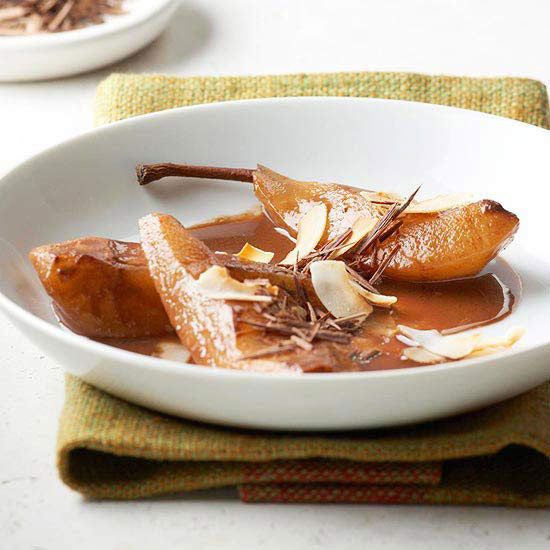 Coconut mocha poached pears Coconut mocha poached pears