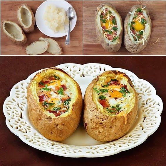  Baked Eggs and Bacon In Potato Bowls