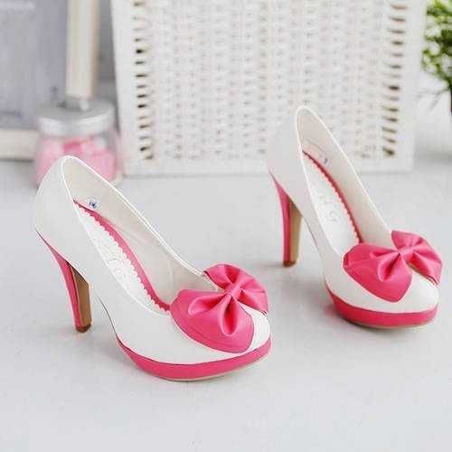 White Pumps with Pink Bows White Pumps with Pink Bows