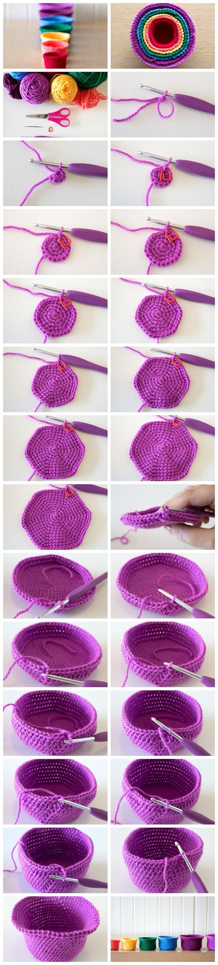 DIY Crochet Rainbow Baskets
