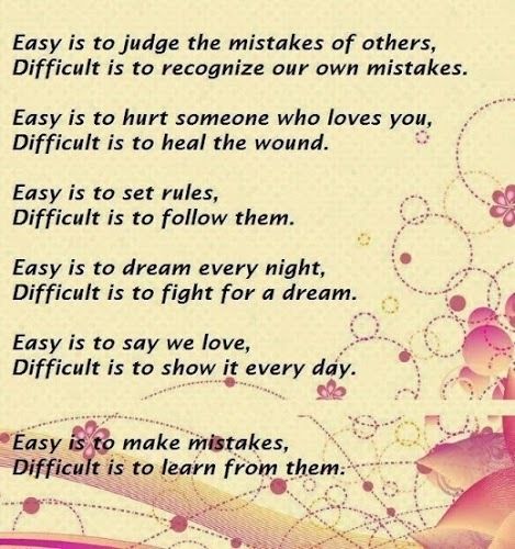 Easy and difficult Easy and difficult