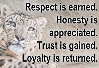 Respect honesty loyalty Respect honesty loyalty