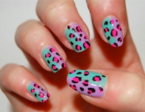Multi colored leopard nails