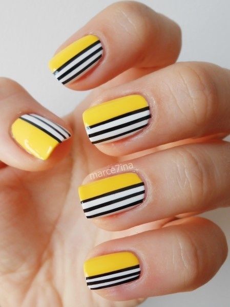 Yellow striped manicure Yellow striped manicure