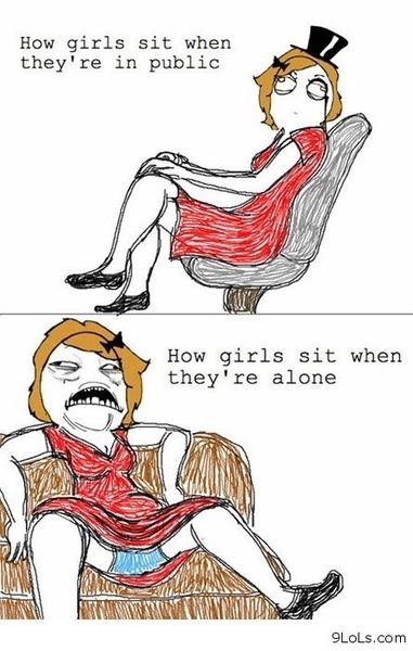 How girls sit in public and alone How girls sit in public and alone