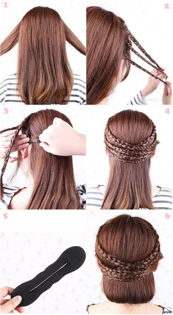 DIY Half-up hair with braided strands