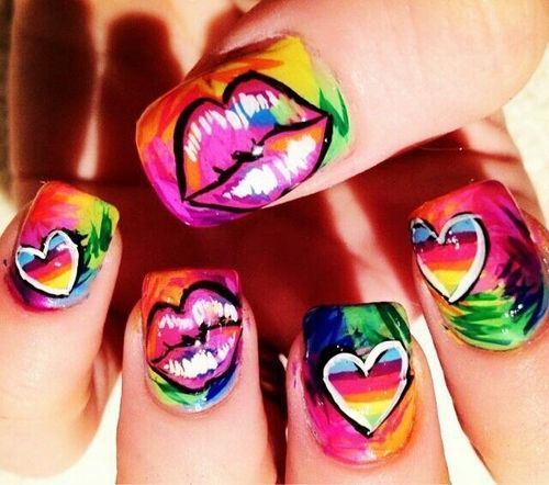 Artistic kiss and heart nails