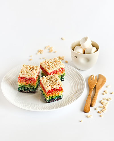 Rainbow rice krispie treats