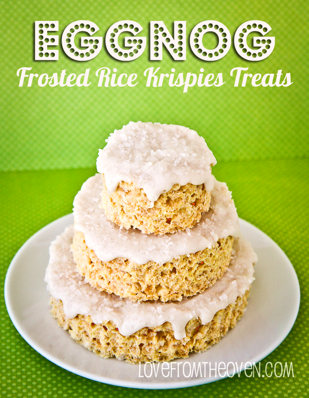 Egg nog frosted rice krispies treats
