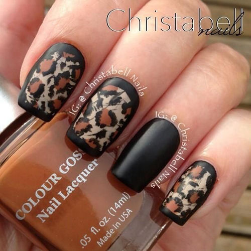 Black leopard nails Black leopard nails
