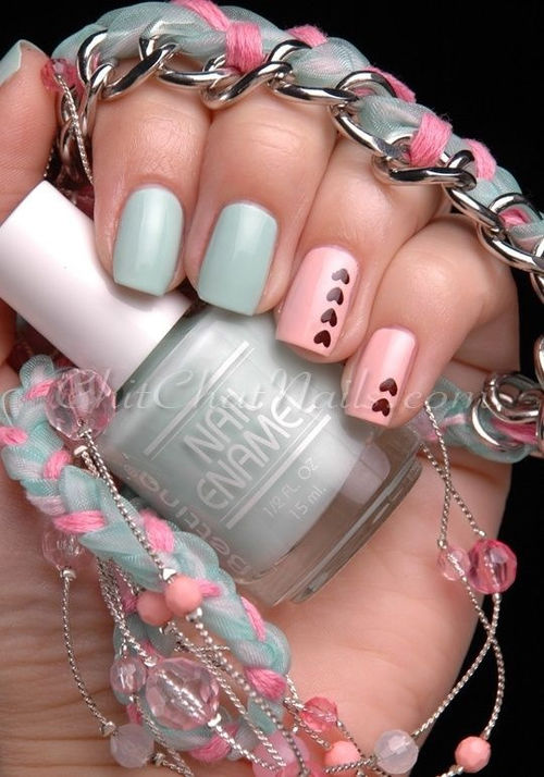 Manicure pink heart nails Manicure pink heart nails