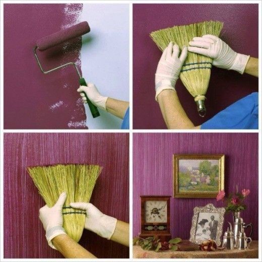 DIY Textured Painted Wall With A Broom