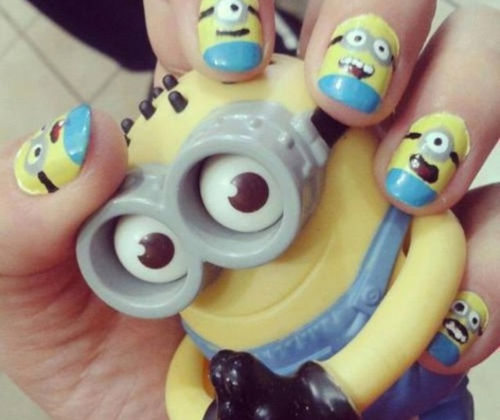 Minion nail art Minion nail art
