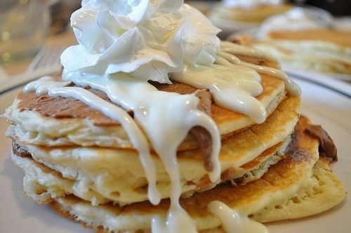 Pancakes with whipped cream